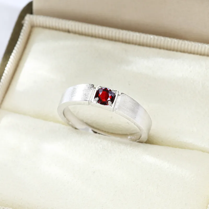 AIDAQIAN Natural S925 Silver Garnet Rings Unisex-2