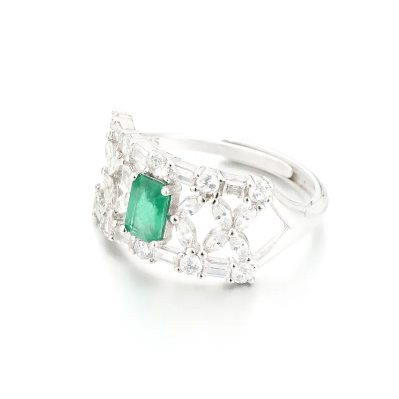 AIDAQIAN Emerald Colored Gemstone Rings Women's-3