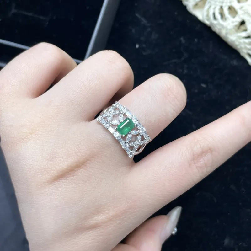 AIDAQIAN Emerald Colored Gemstone Rings Women's-2