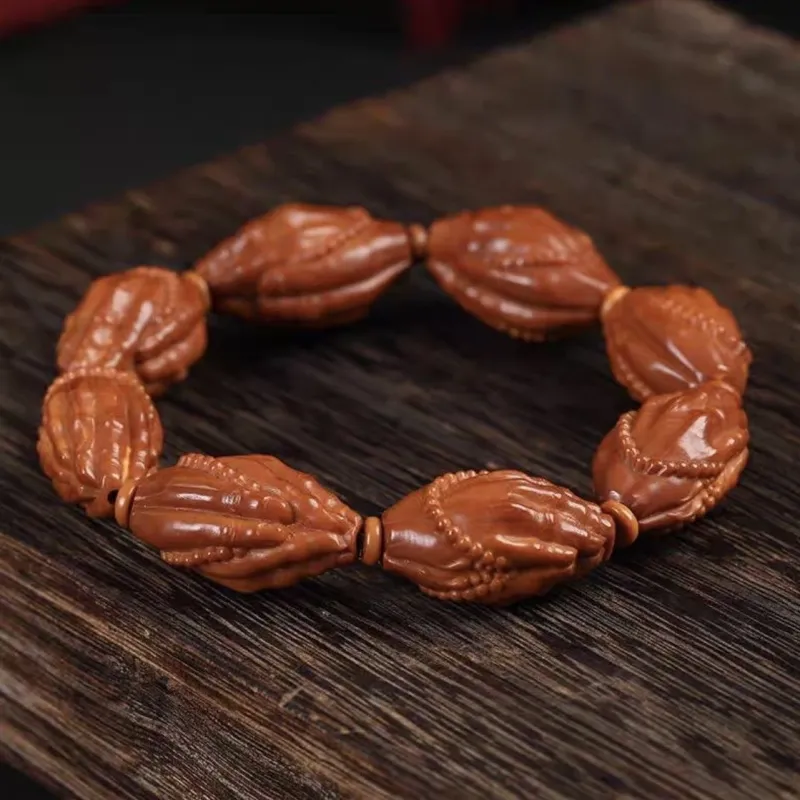 TANGSHU Olive Pit Seiko Carving High Quality Good Luck Beaded Bracelet Unisex-1