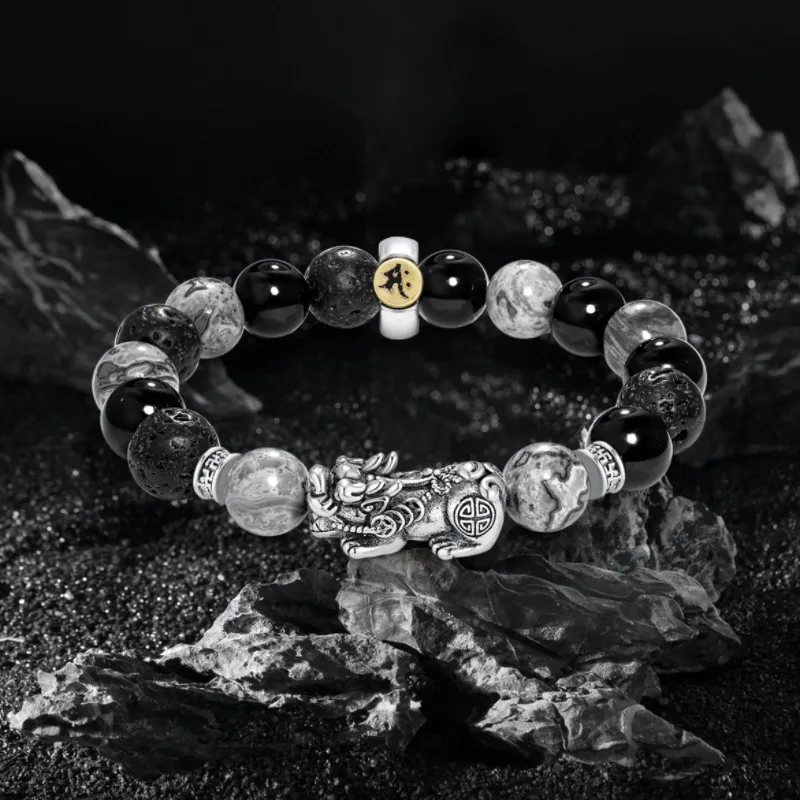 TANGSHU Map Stone Wealth And Good Luck Beaded Bracelet Unisex-18