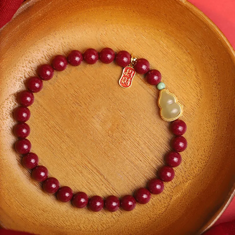 WUMZK Reconstructed Cinnabar Bracelets Unisex-3