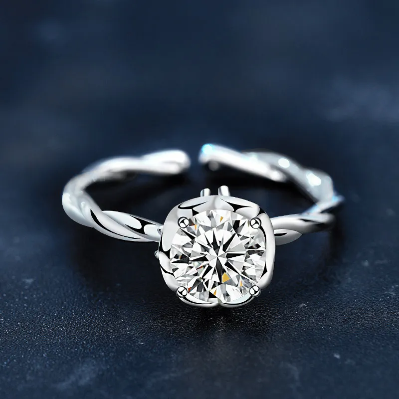 WUMZK 925 Silver Moissan Rings Women's-2