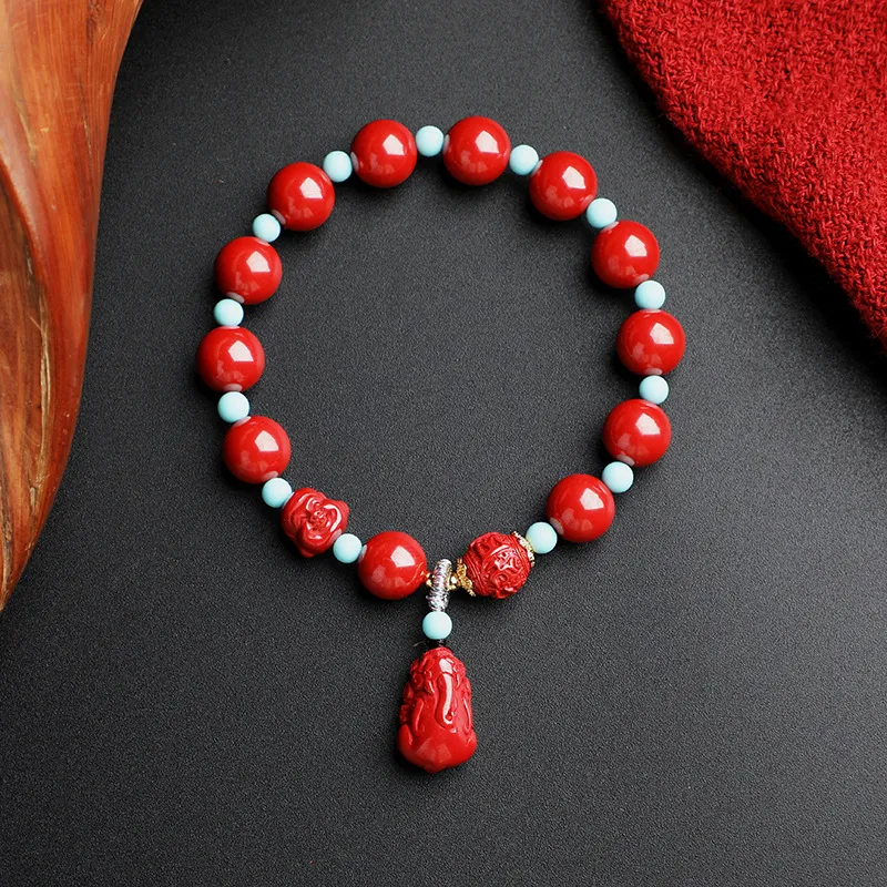 WUMZK Reconstructed Cinnabar Bracelets Unisex-3