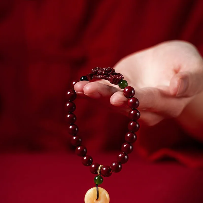 WUMZK Reconstructed Cinnabar Bracelets Unisex-3