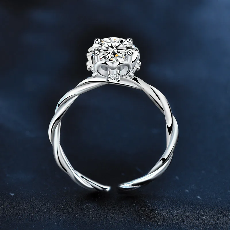 WUMZK 925 Silver Moissan Rings Women's-1