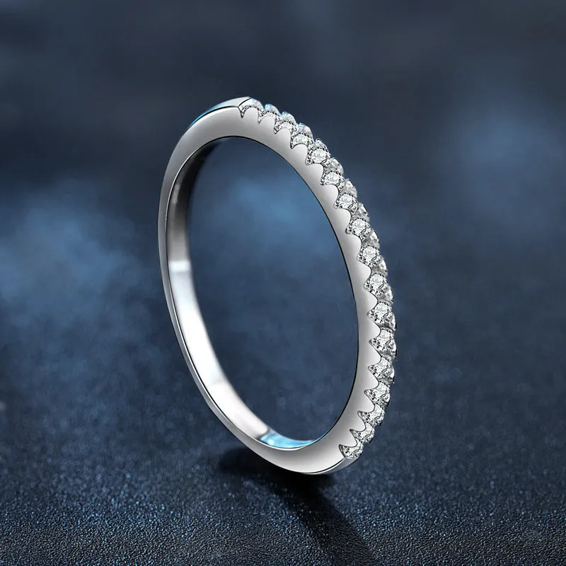 WUMZK 925 Silver Moissan Rings Women's-2