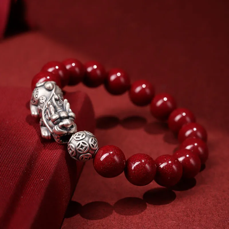 WUMZK Reconstructed Cinnabar Bracelets Unisex-4