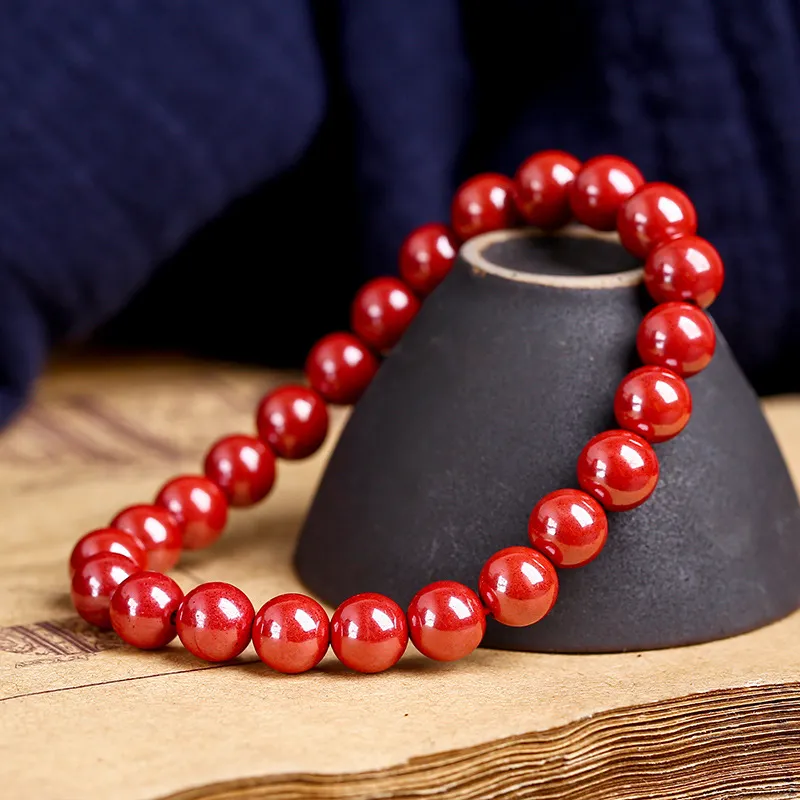 WUMZK Reconstructed Cinnabar Bracelets Unisex-2