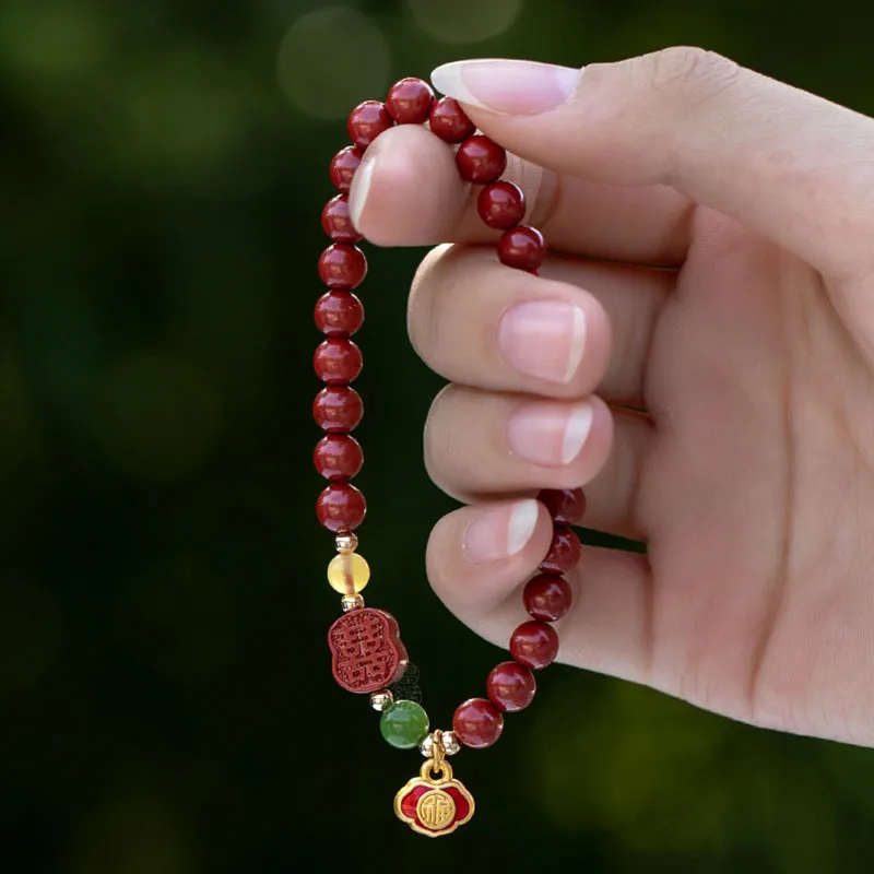 WUMZK Reconstructed Cinnabar Bracelets Unisex-5