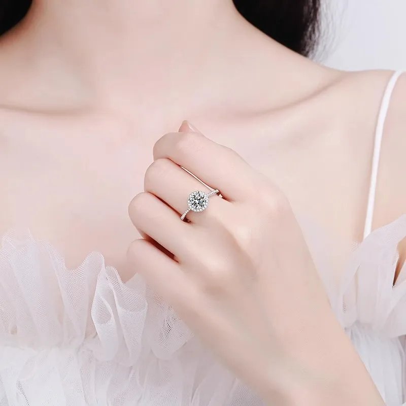 WUMZK 925 Silver Mohsunnite Rings Unisex-4