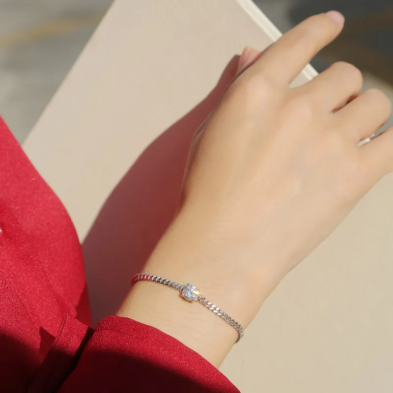 WUMZK 925 Silver Mohsunnite Bracelets Women's-4