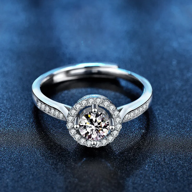 WUMZK 925 Silver Mohsunnite Rings Unisex-3