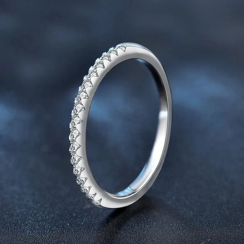 WUMZK 925 Silver Moissan Rings Women's-3