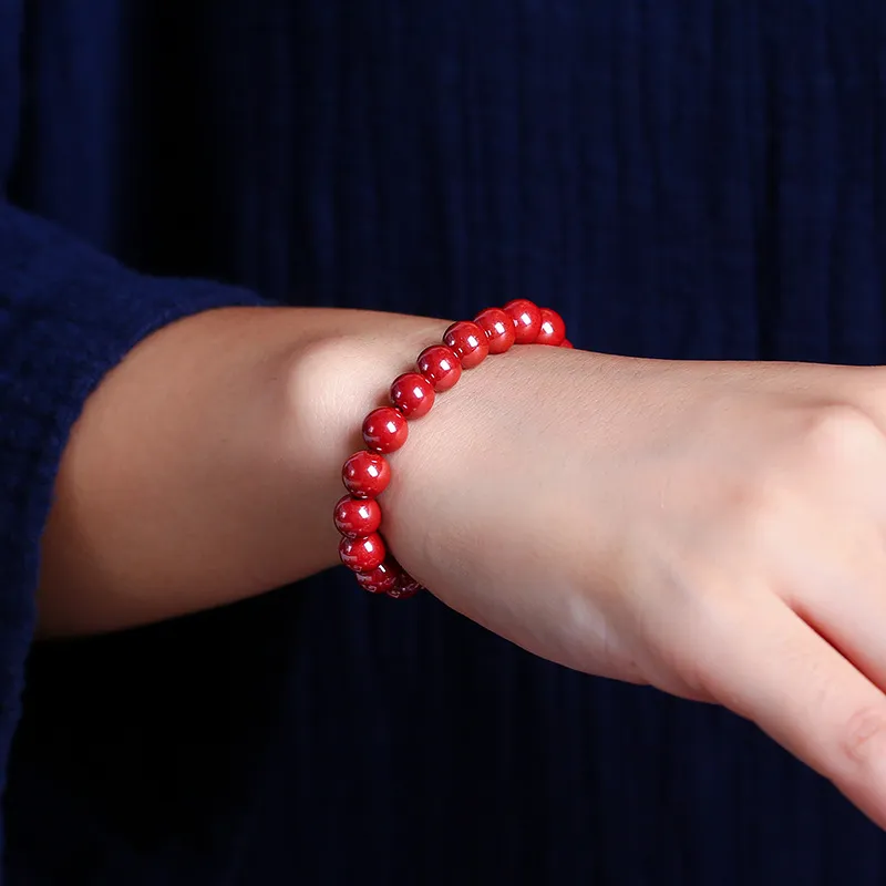 WUMZK Reconstructed Cinnabar Bracelets Unisex-3