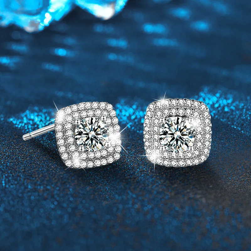 WUMZK Moissanite Stud Earrings Women's-3