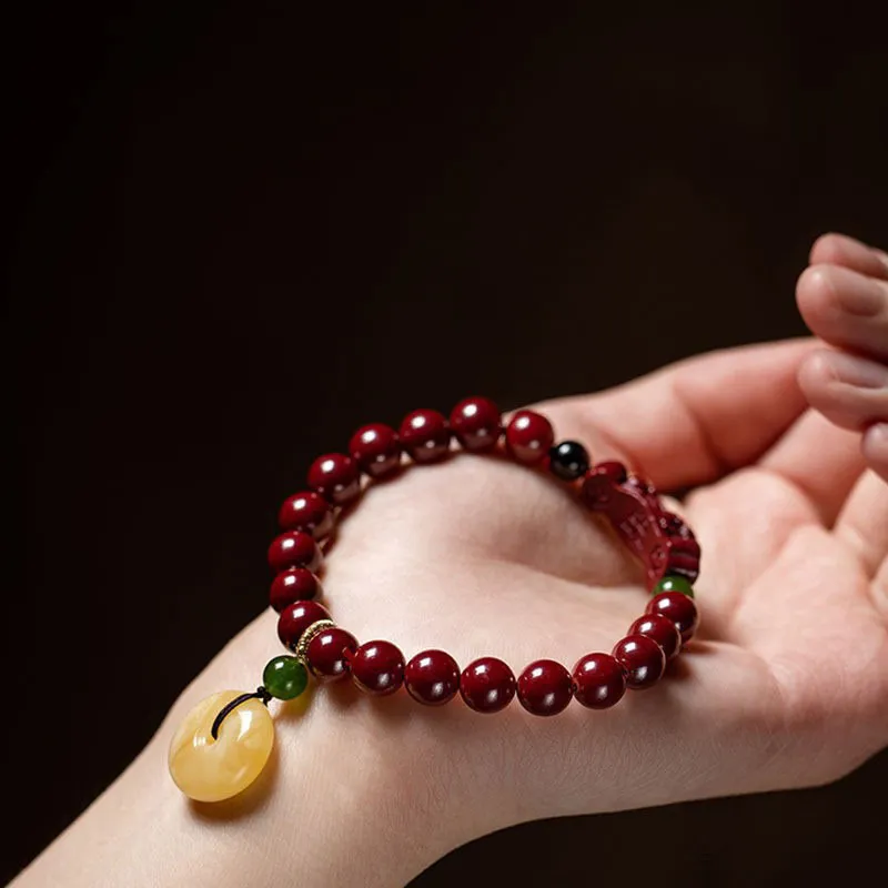 WUMZK Reconstructed Cinnabar Bracelets Unisex-2