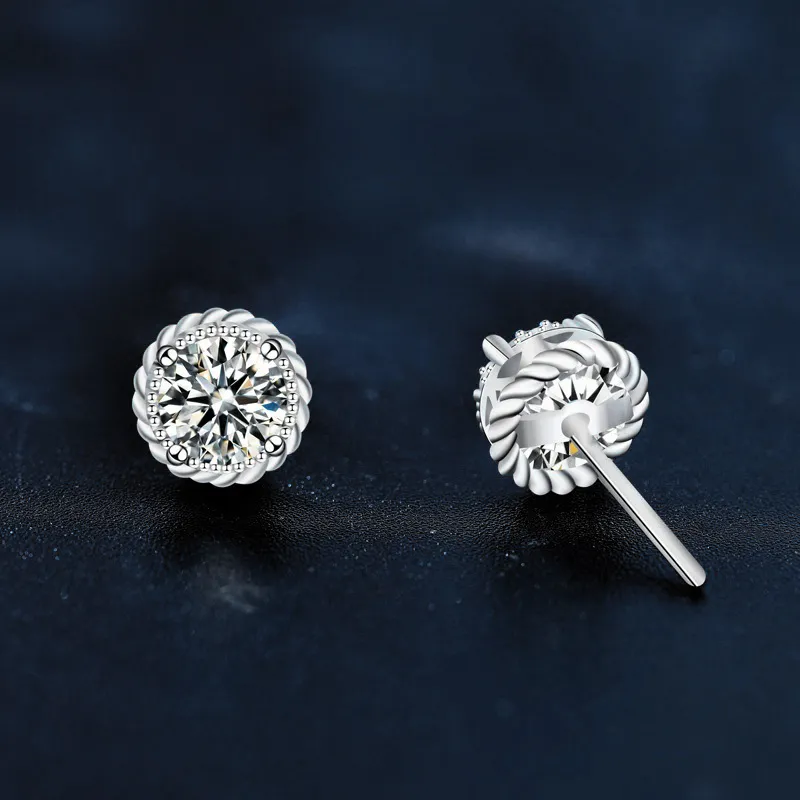 WUMZK 925 Sterling Silver Moissanite Stud Earrings Women's-2