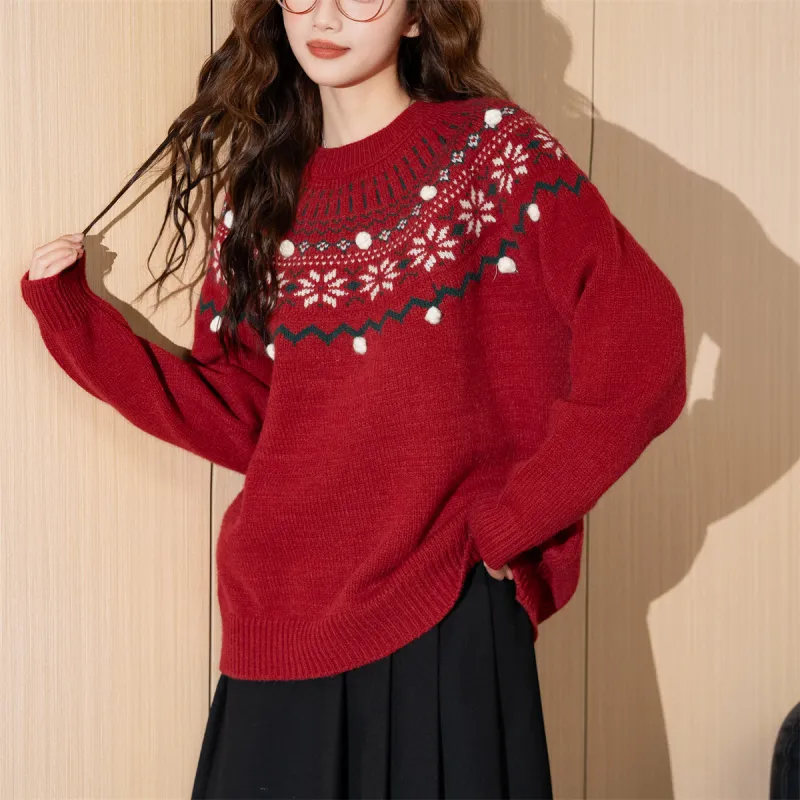 Tonlion Sweater Women's Burgundy-3