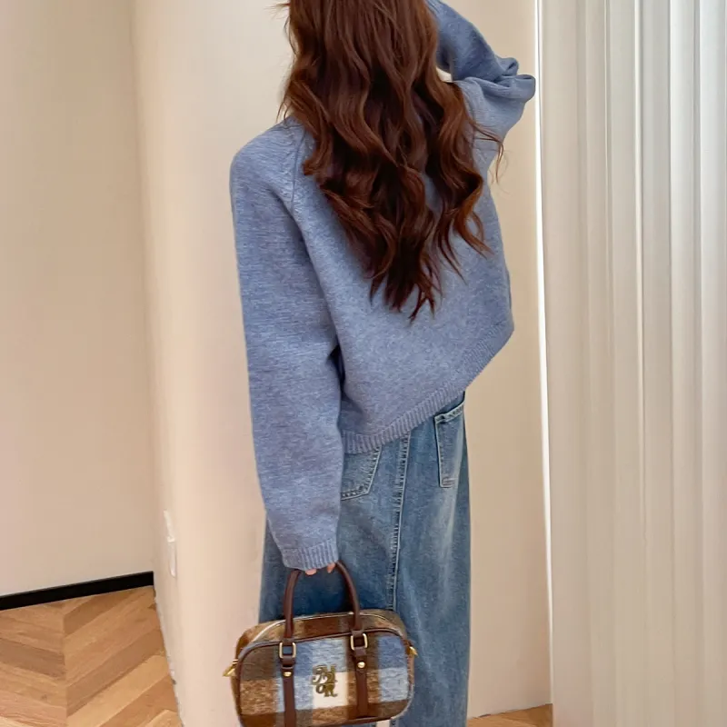 Tonlion Knitwear Women's Gray Blue-3