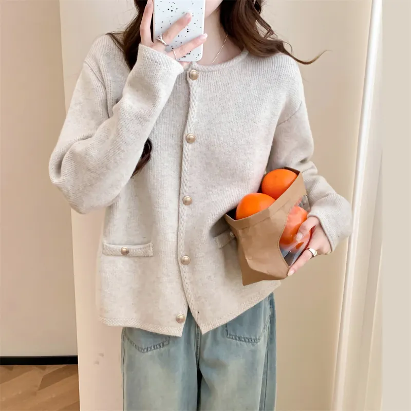 Tonlion Knitwear Women's Light Beige Apricot-5