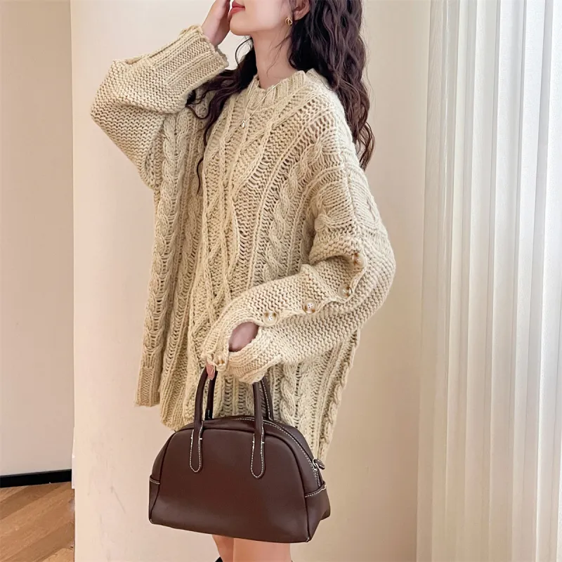 Tonlion Sweater Women's Yellow Khaki-4