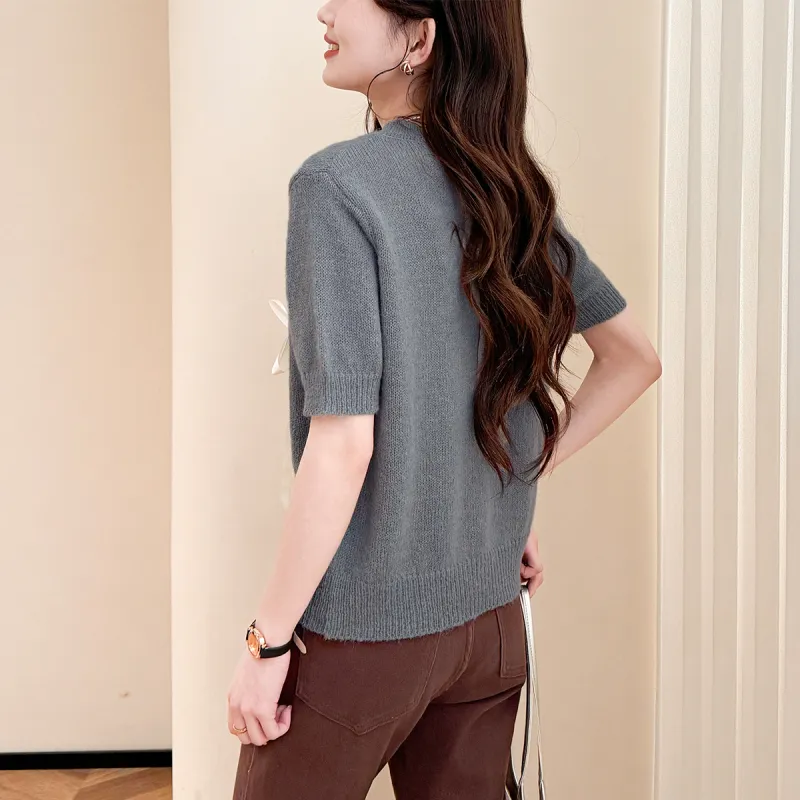 Tonlion Regular T Shirt Women's Light Gray-6