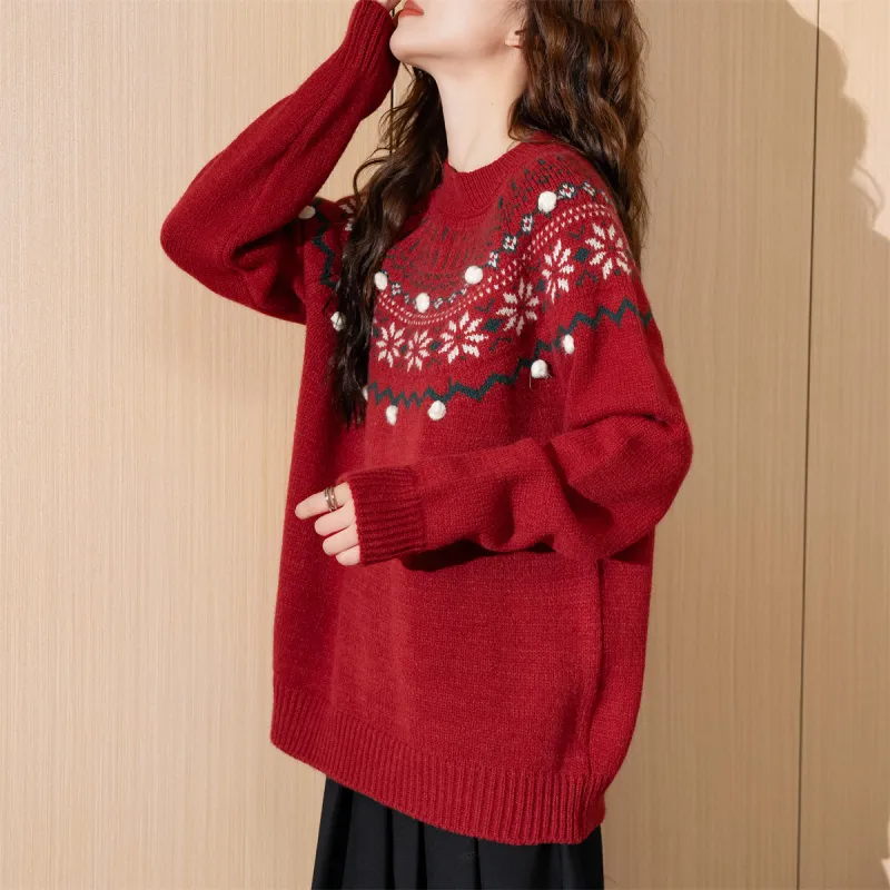 Tonlion Sweater Women's Burgundy-2