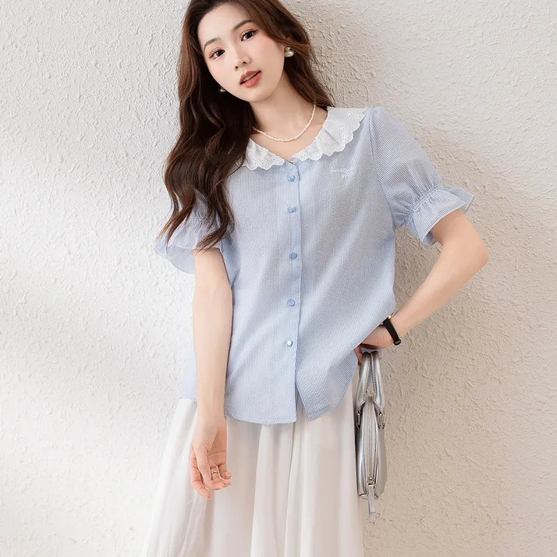 Tonlion Shirt Women's Light Blue-5