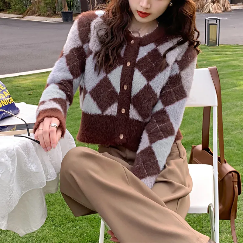 Tonlion Sweater Women's Brown Red-2