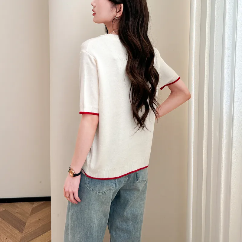 Tonlion T Shirts Women's Ecru-5