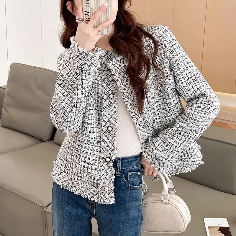 Tonlion Cropped Coats Women's Gray-3
