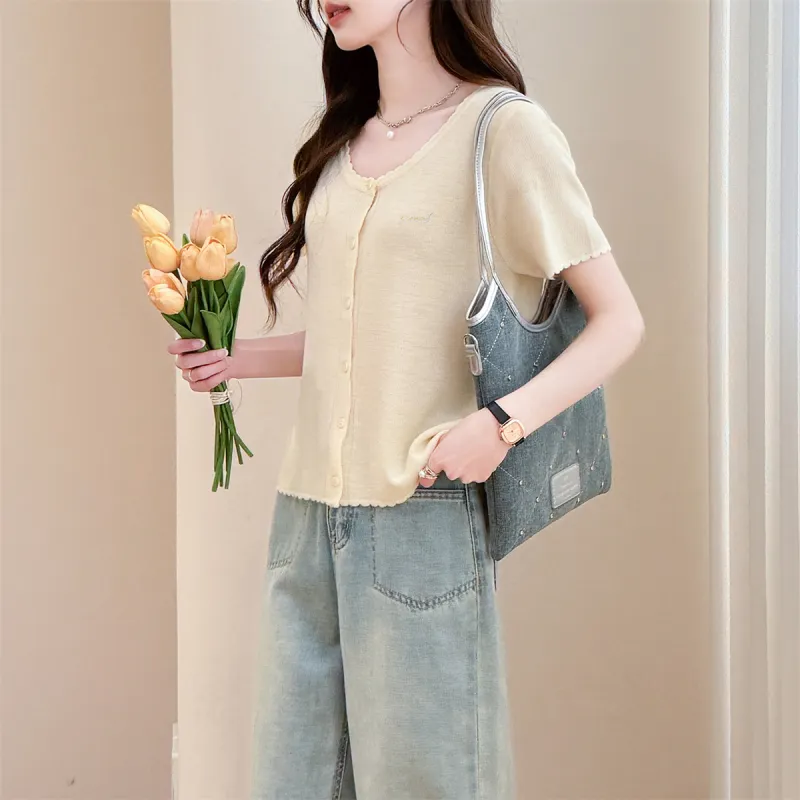 Tonlion T Shirt Women's Light Yellow-3