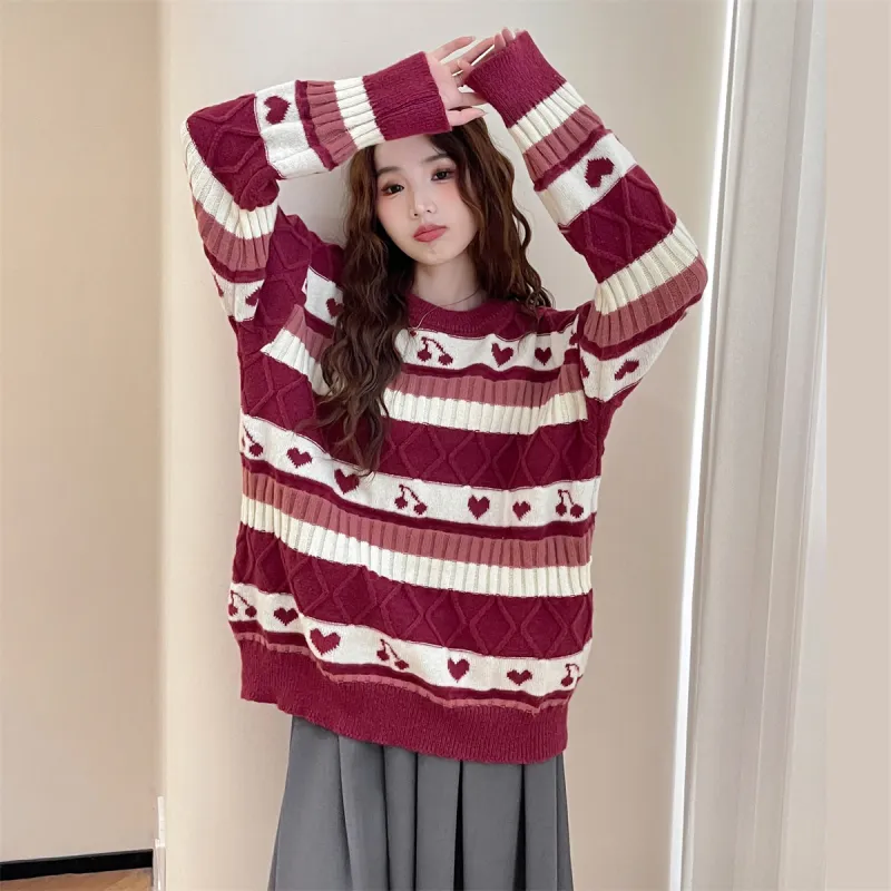 Tonlion Sweaters Women's Red-2