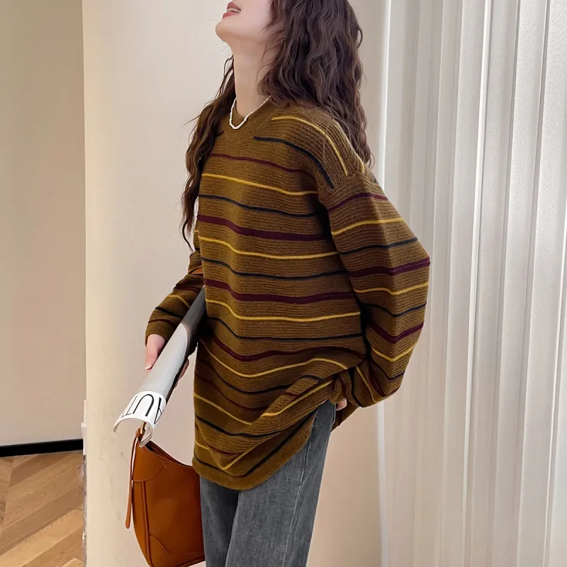 Tonlion Knitwear Women's Vintage Brown-3