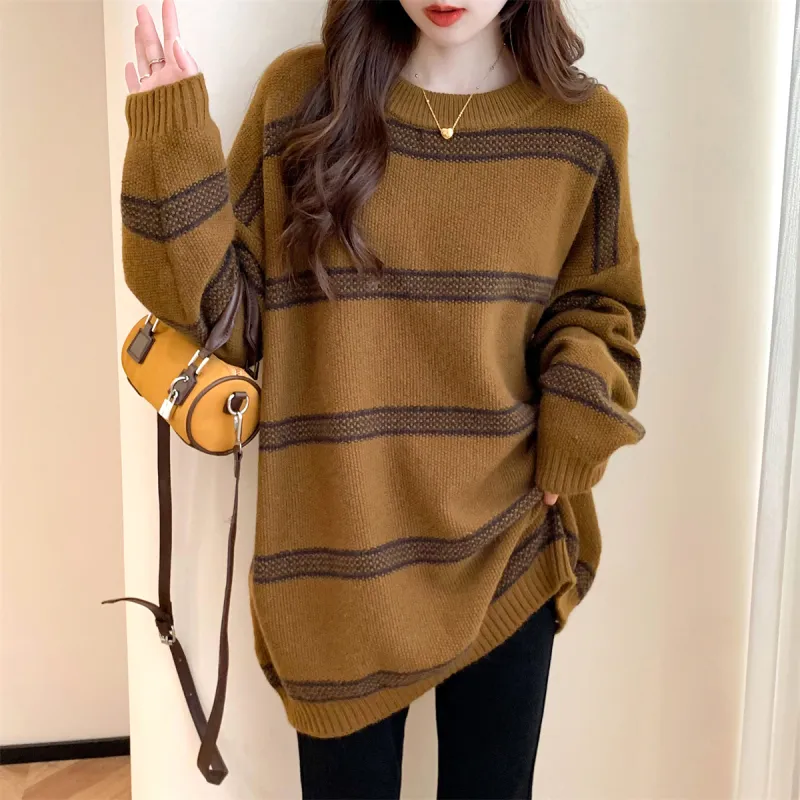 Tonlion Sweaters Women's Brown-3