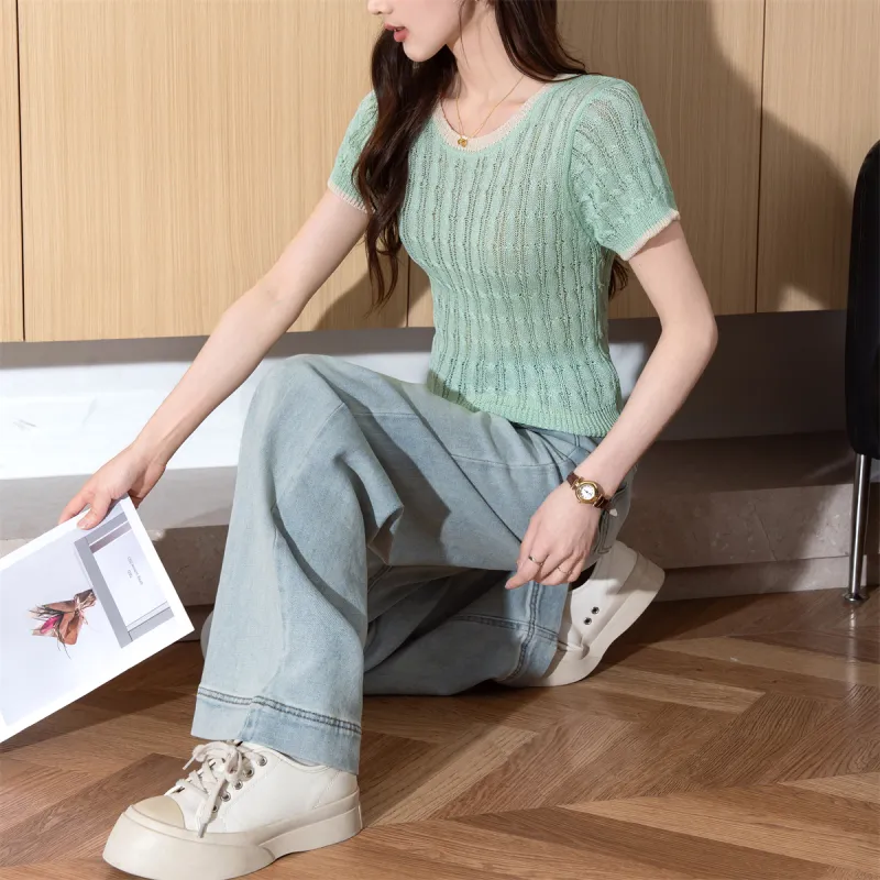 Tonlion Knitwear Women's Light Aqua Green-5