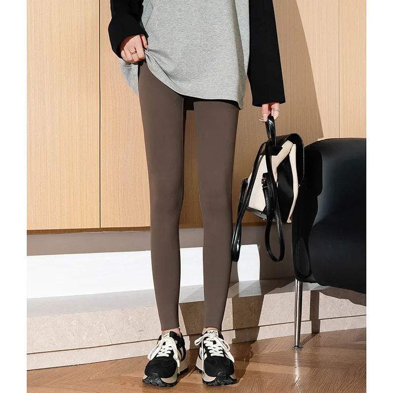 Tonlion High Rise Casual Pants Women's Dark Coffee-4