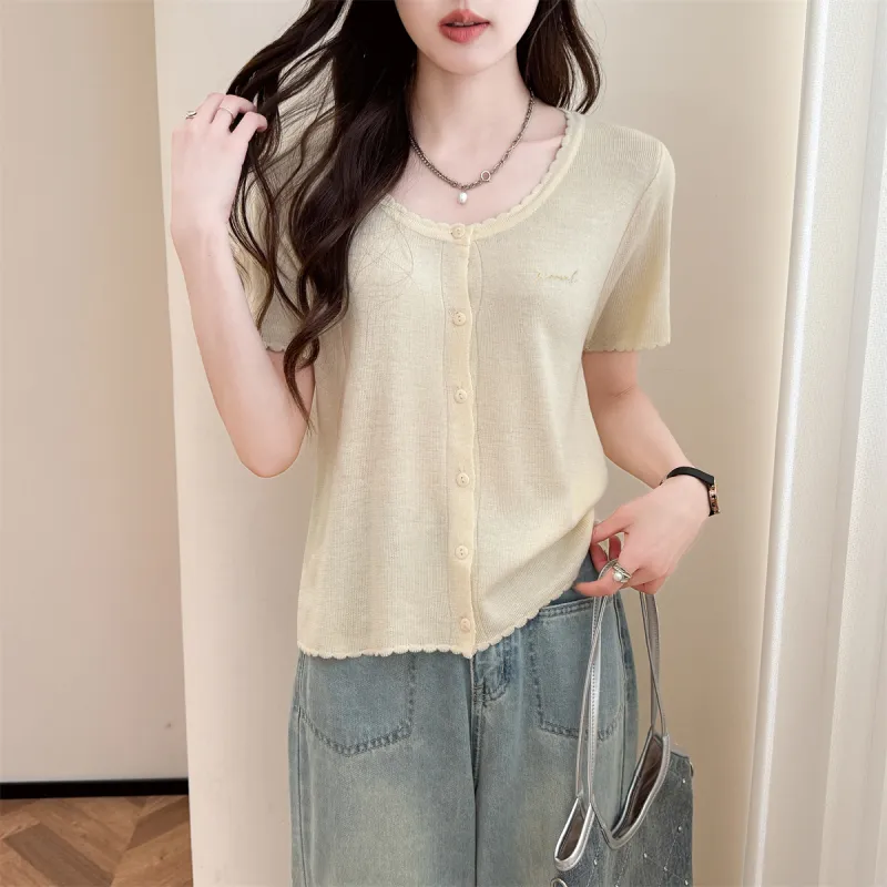 Tonlion T Shirt Women's Light Yellow-2
