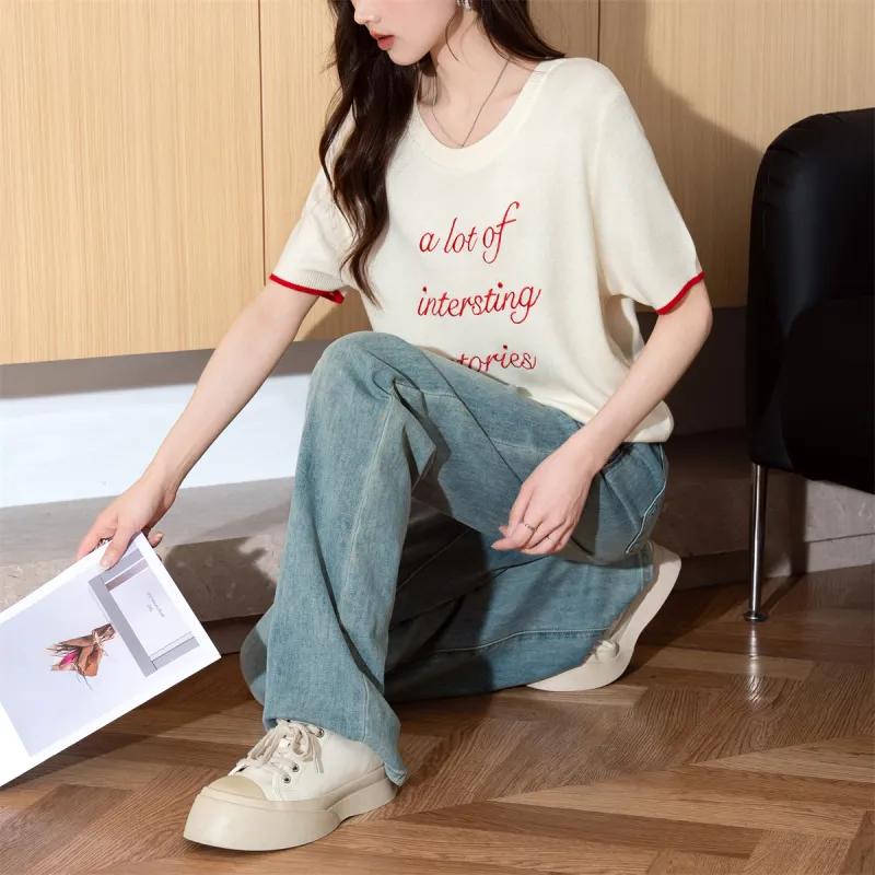 Tonlion T Shirts Women's Ecru-1