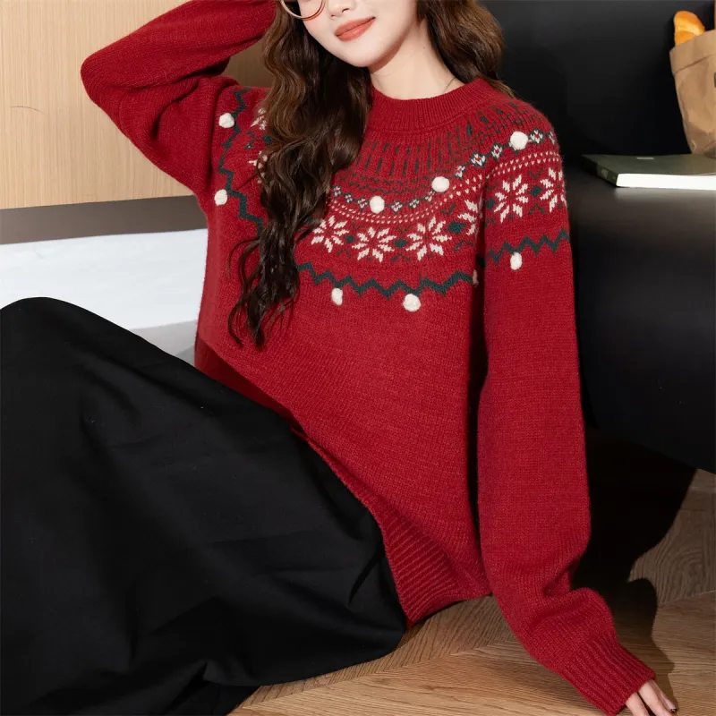 Tonlion Sweater Women's Burgundy-1