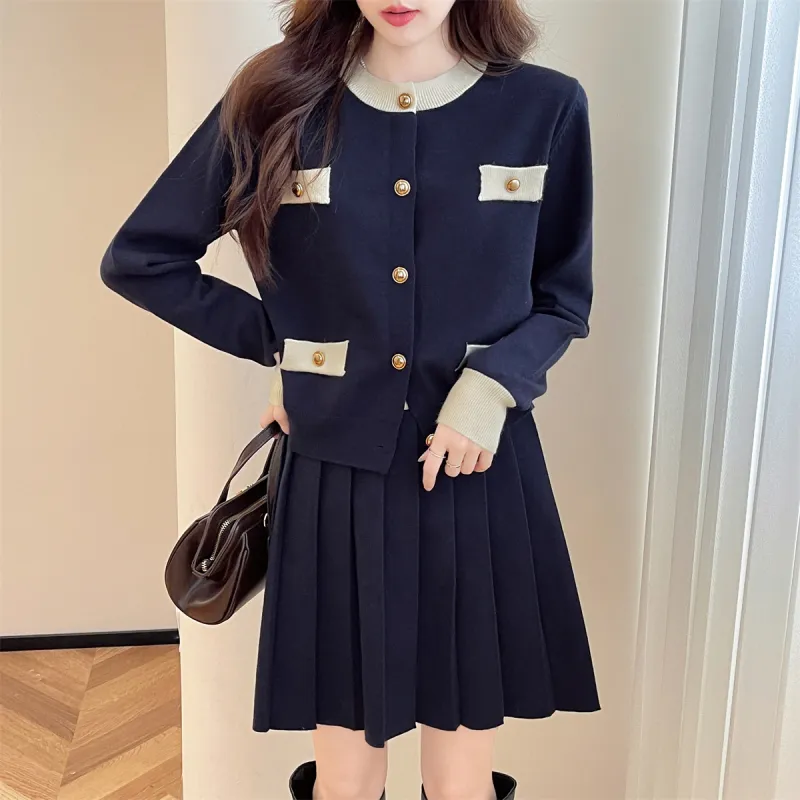 Tonlion Skirt Set Women's Navy Blue-1