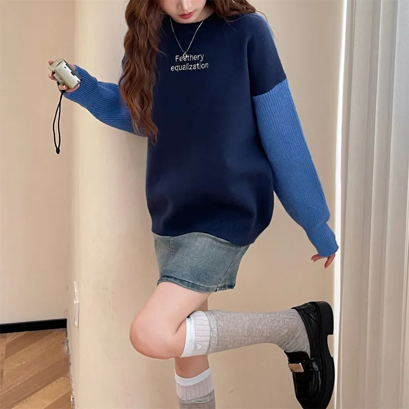 Tonlion Sweaters Women's Blue-4