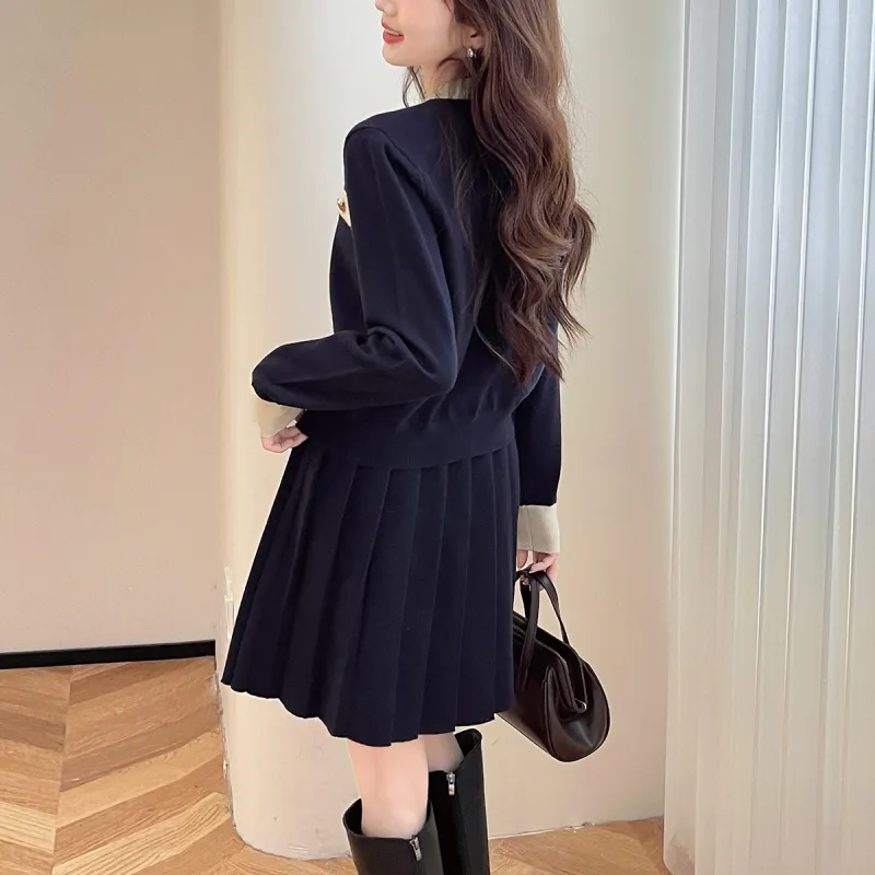 Tonlion Skirt Set Women's Navy Blue-5