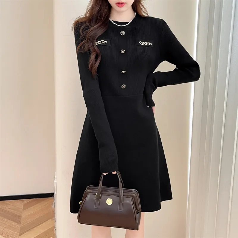 Tonlion Long Sleeved Dresses Women's Black-3