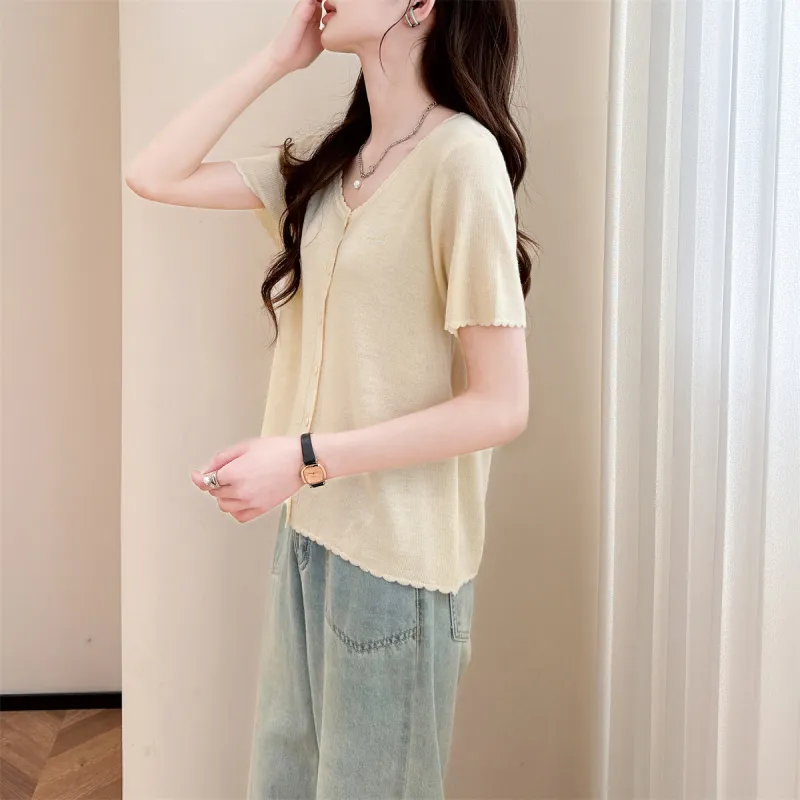 Tonlion T Shirt Women's Light Yellow-4