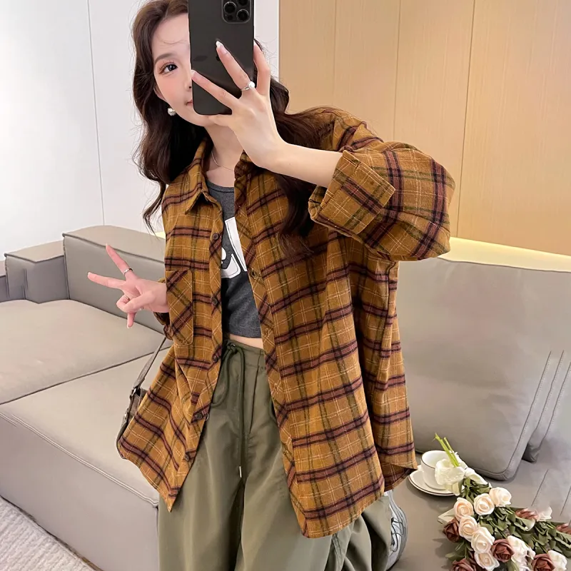 Tonlion Shirts Women's Yellow-4