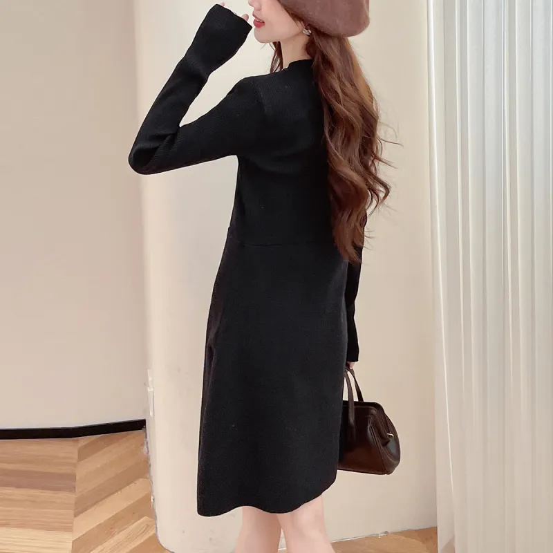 Tonlion Long Sleeved Dresses Women's Black-4