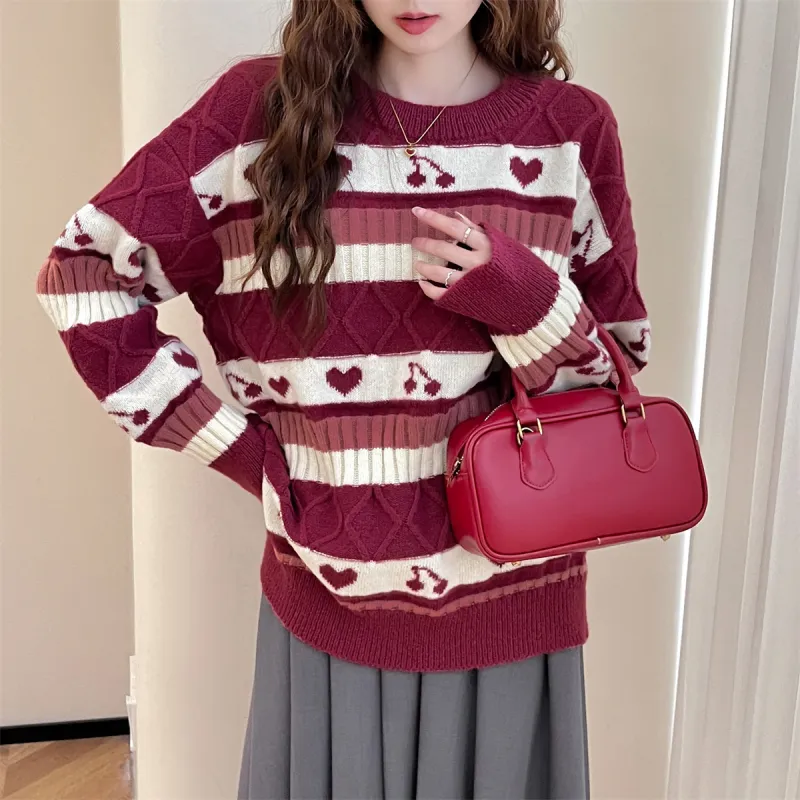 Tonlion Sweaters Women's Red-4