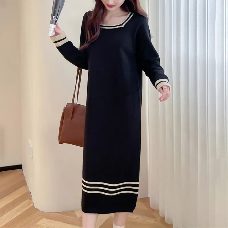 Tonlion Long Sleeved Dresses Women's Black-3